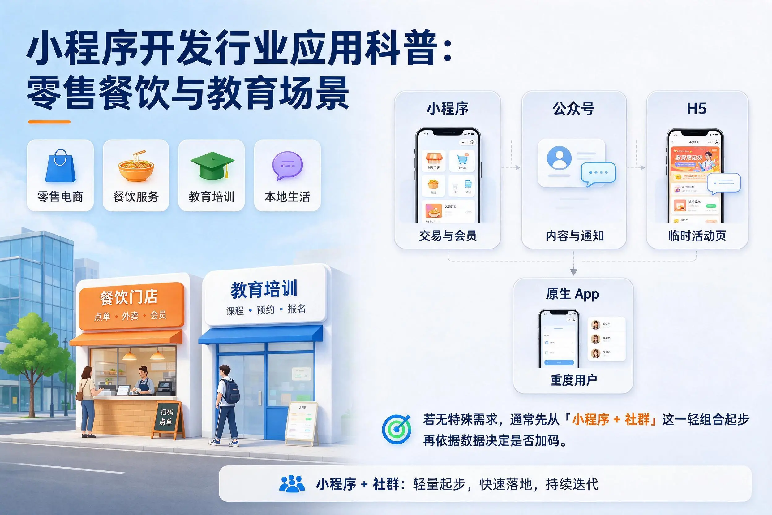 驻马店小程序开发行业应用科普:零售餐饮与教育场景