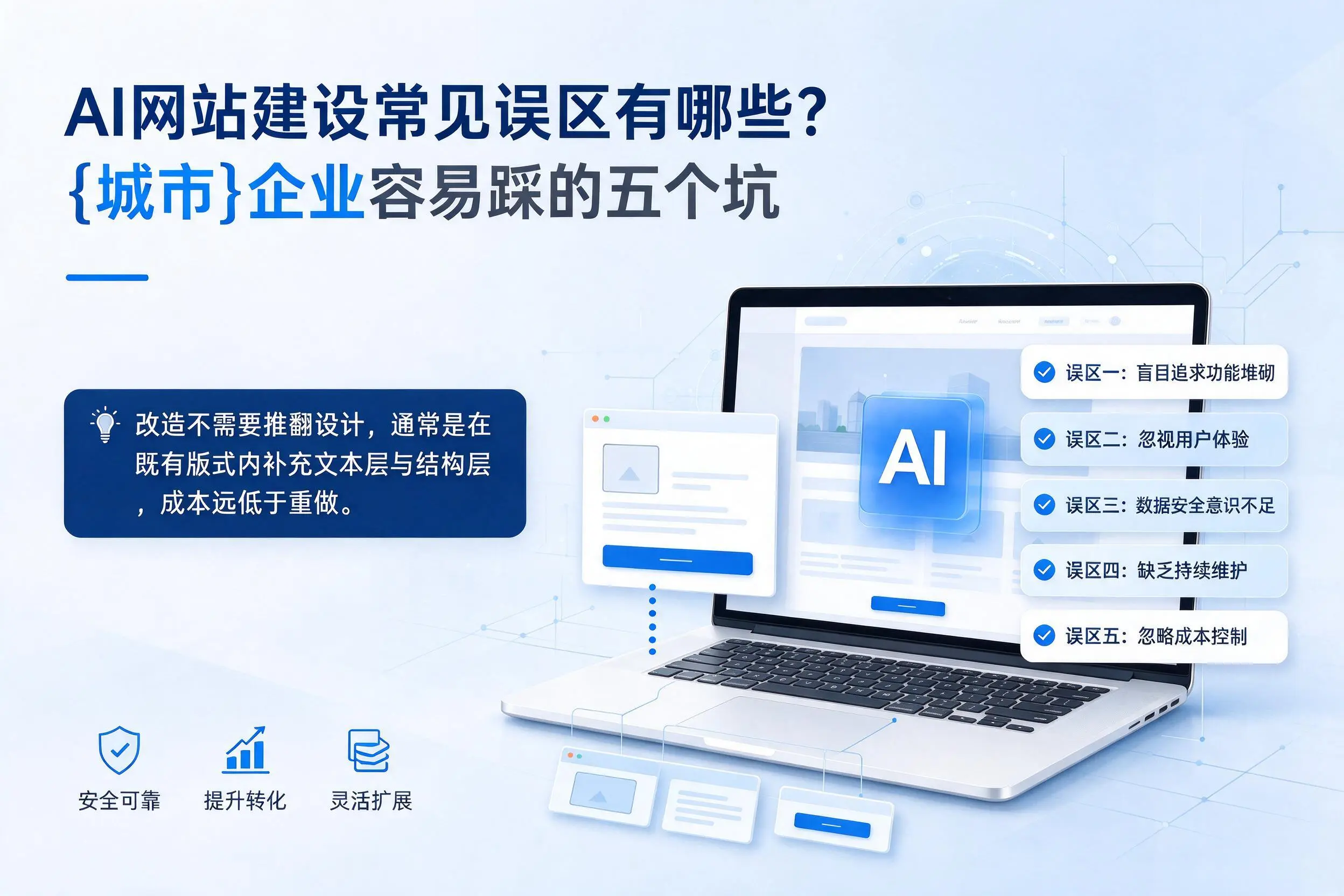 AI网站建设常见误区有哪些?驻马店企业容易踩的五个坑
