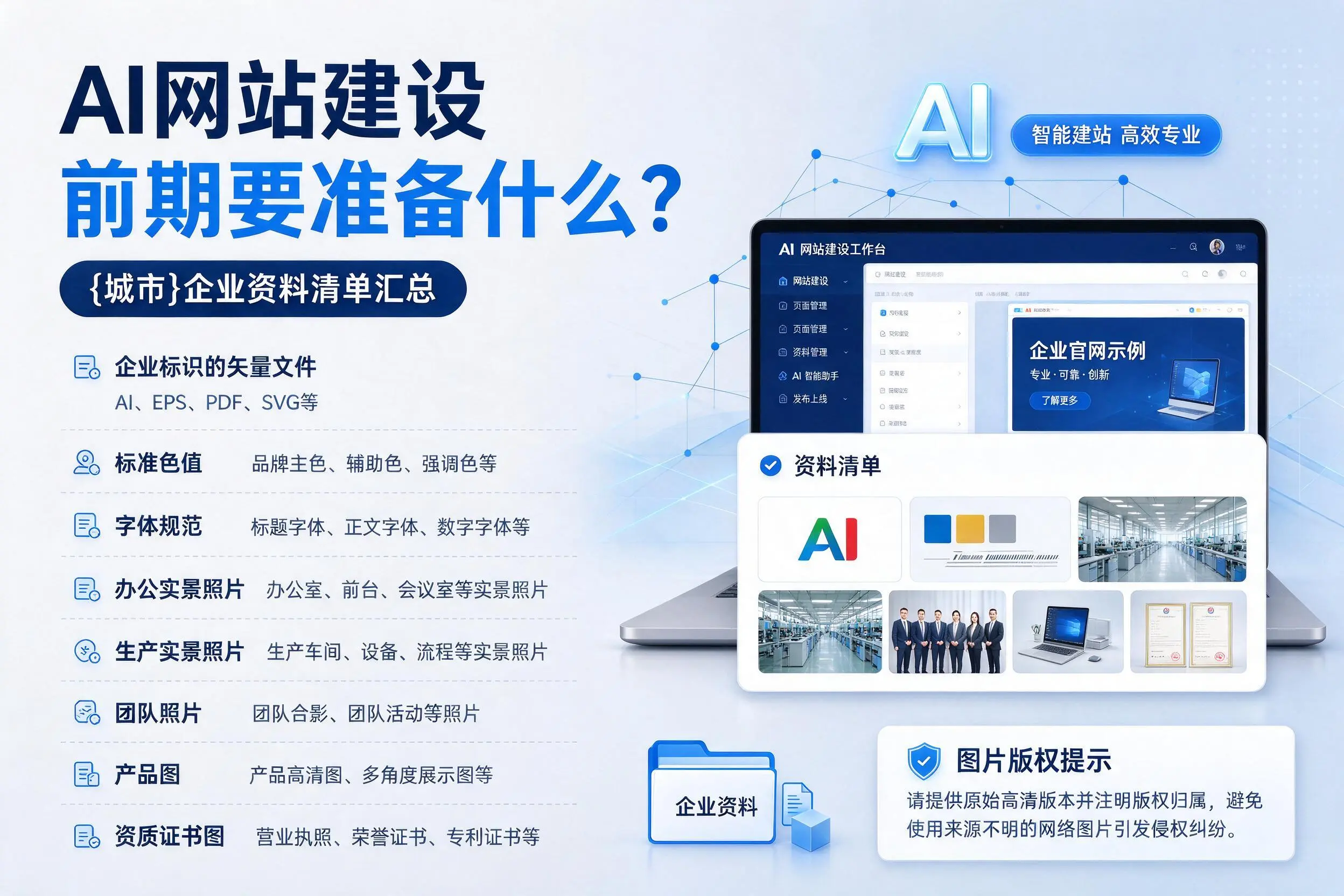 AI网站建设前期要准备什么？驻马店企业资料清单汇总